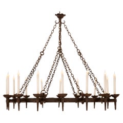 French 19th Century Large Scale Renaissance St. Wrought Iron Chandelier