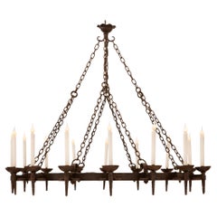 French 19th Century Large Scale Renaissance St. Wrought Iron Chandelier