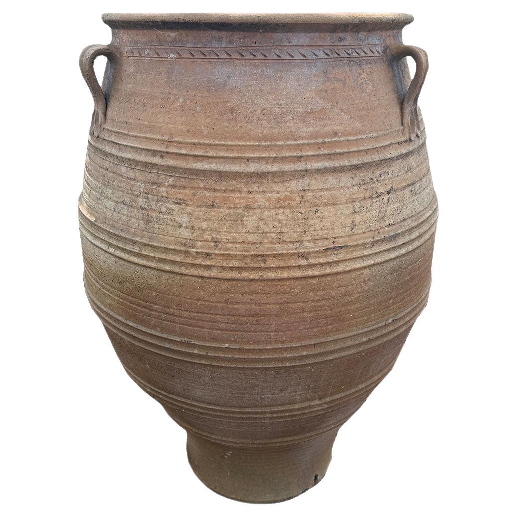 Gran tarro de aceitunas de terracota francés del siglo XIX