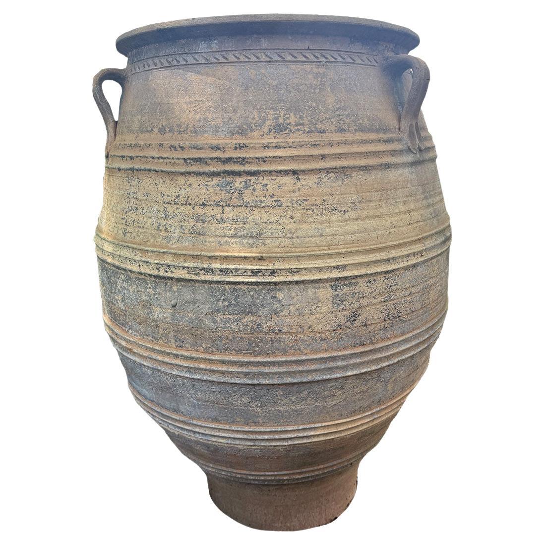 Gran tarro de aceitunas de terracota francés del siglo XIX en venta