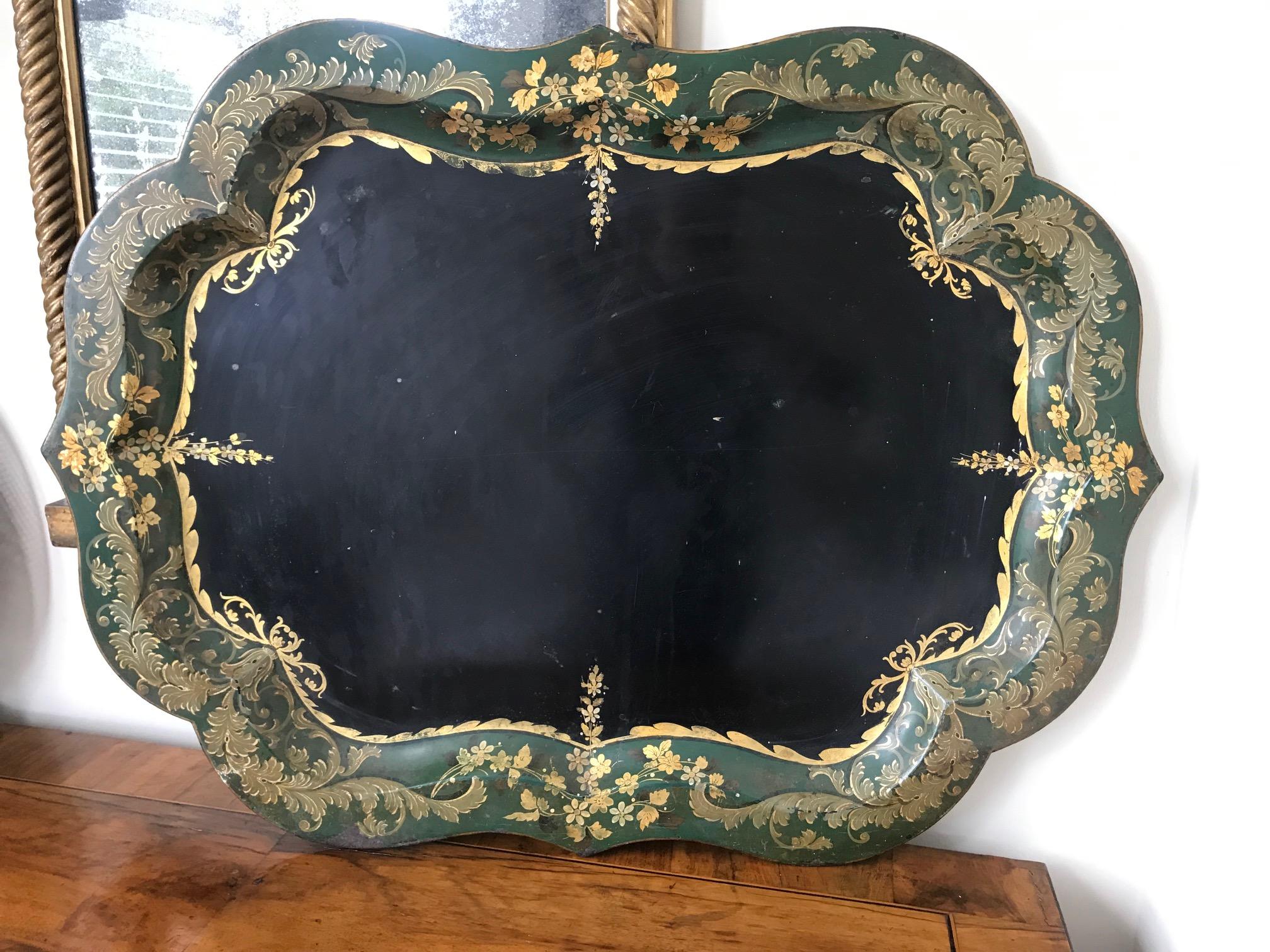 Napoleon III French 19th Century Large Tole Tray For Sale