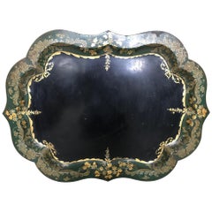 Antique French 19th Century Large Tole Tray