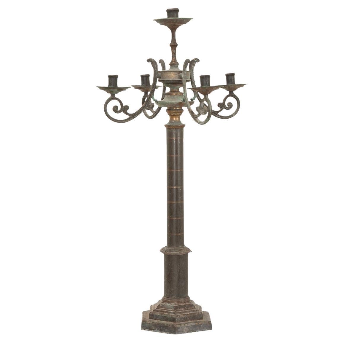 French 19th Century Large Toleware Candelabra For Sale