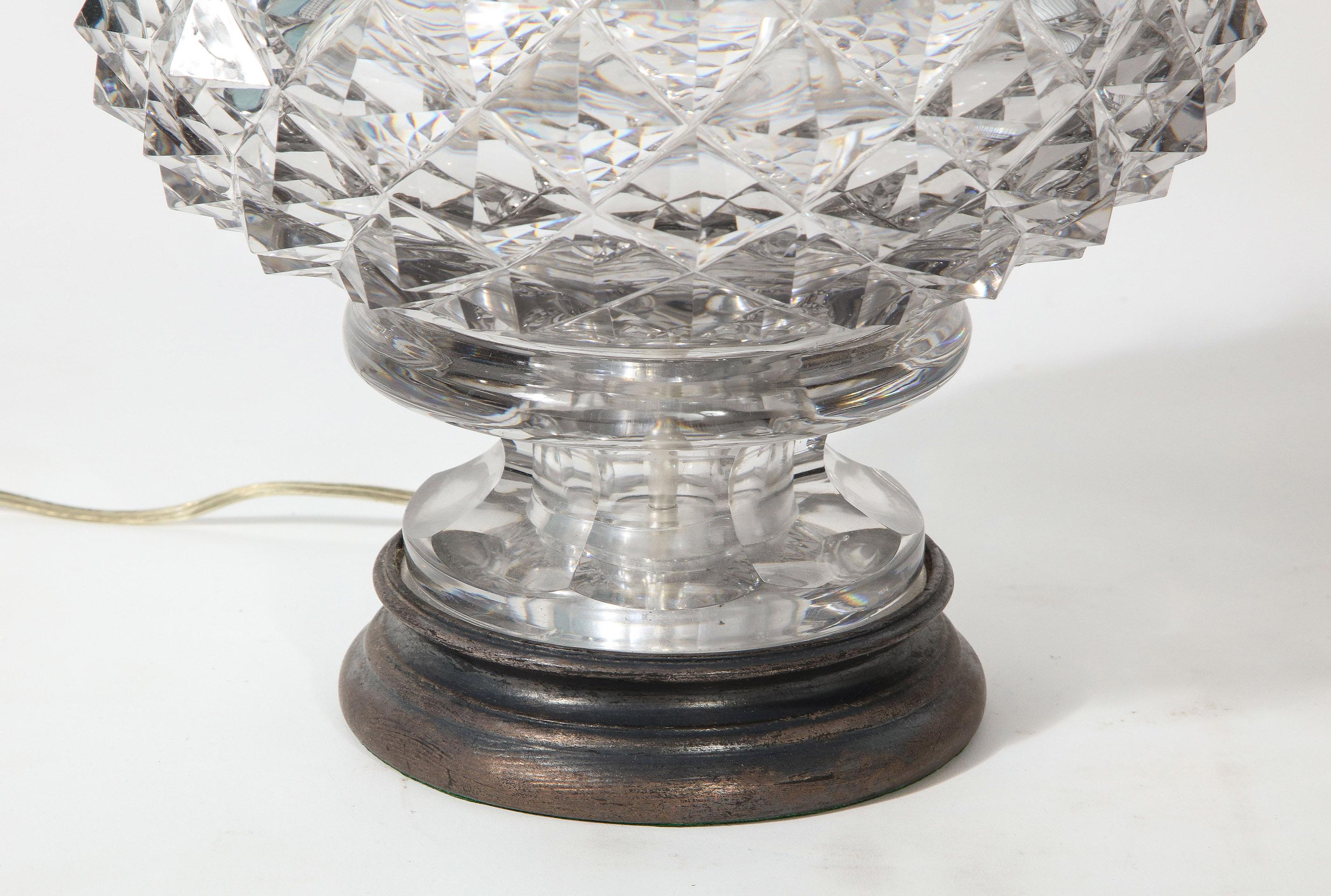 French 19th Century Lead Crystal Lamp In Good Condition For Sale In New York, NY
