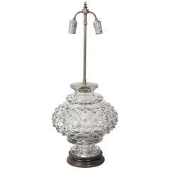 Lampe française du XIXe siècle en cristal au plomb