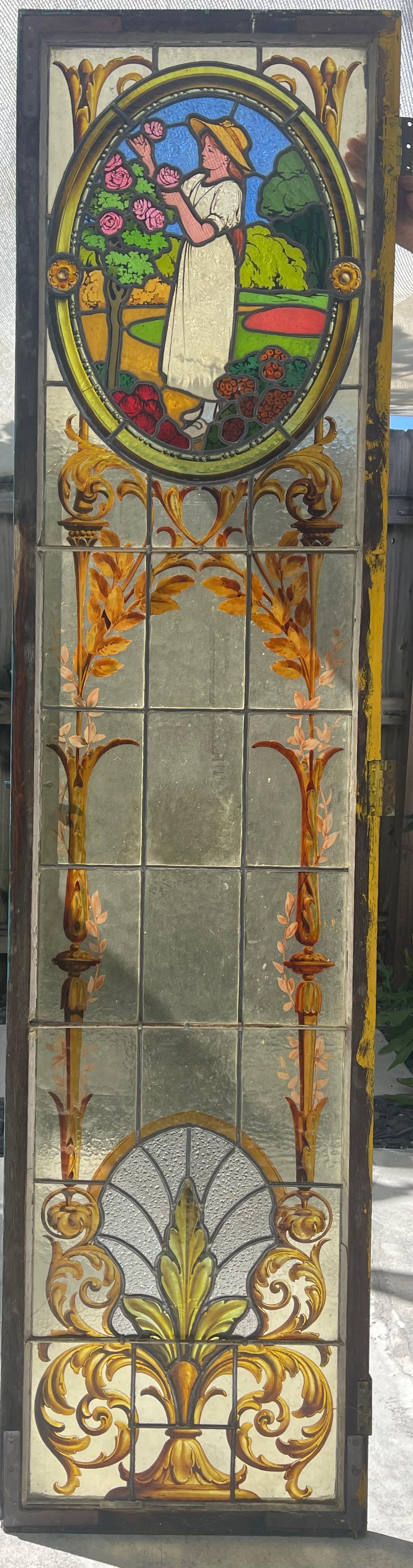 Belle Époque French 19th Century Leaded Stained Glass Window  For Sale