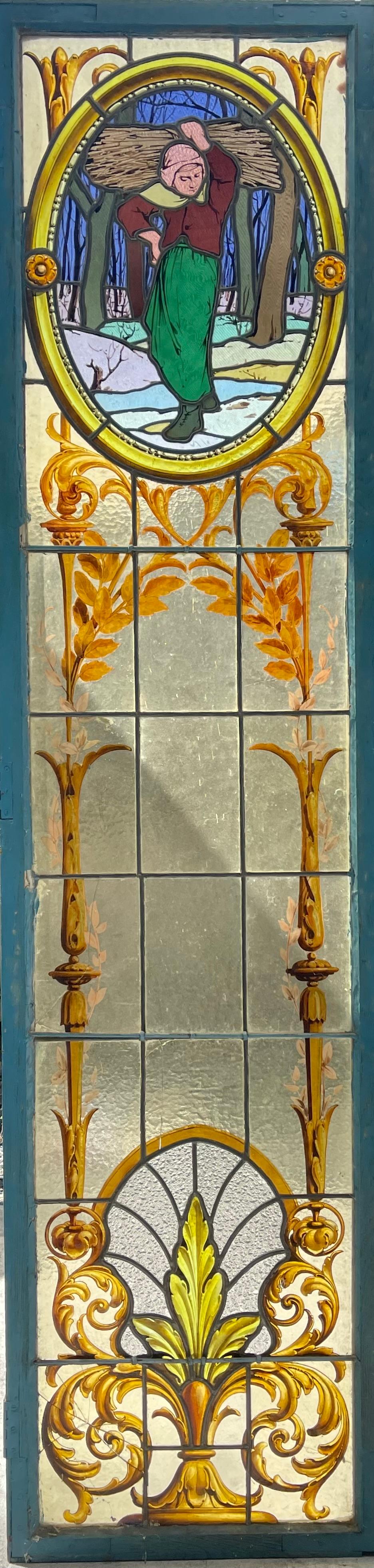 French 19th Century Leaded Stained Glass Window  For Sale 1