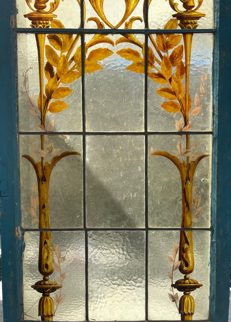 French 19th Century Leaded Stained Glass Window For Sale at 1stDibs