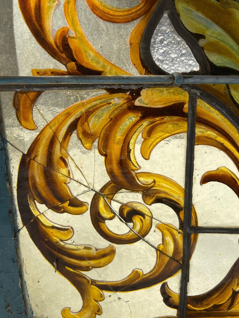 French 19th Century Leaded Stained Glass Window For Sale at 1stDibs