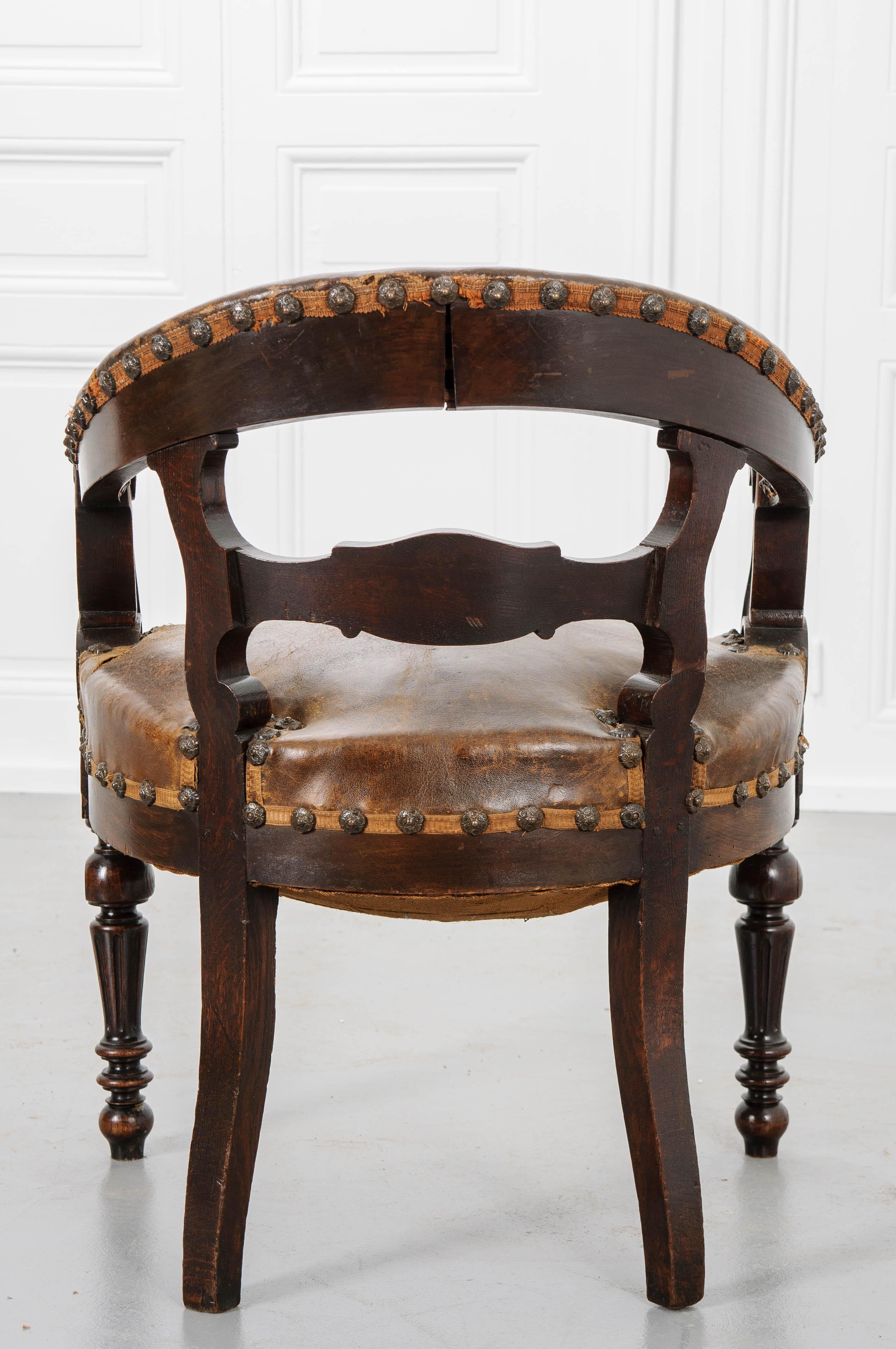 English 19th Century Victorian Leather Tub Chair 7