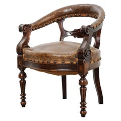 Antique English 19th Century Victorian Leather Tub Chair