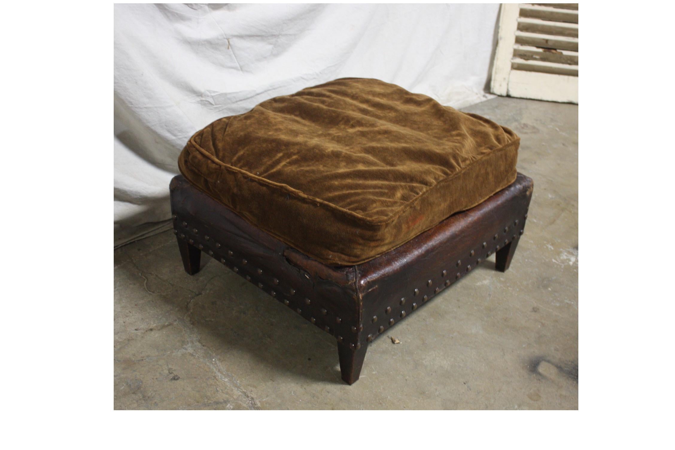 French 19th Century Leather Stool 2