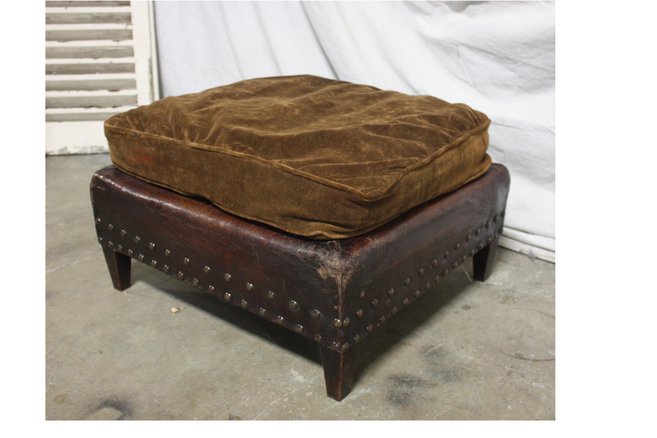 French 19th Century Leather Stool 4