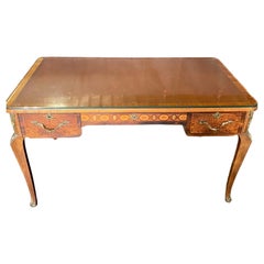  French 19th Century Leather Top Louis XV Style Writing Desk or Bureau Plat