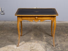 French 19th Century Leather-Top Table with Single Drawer