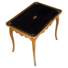 Antique French 19th Century Leather-Top Table with Single Drawer