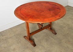 French 19th Century Leather Top Wine Tasting Table