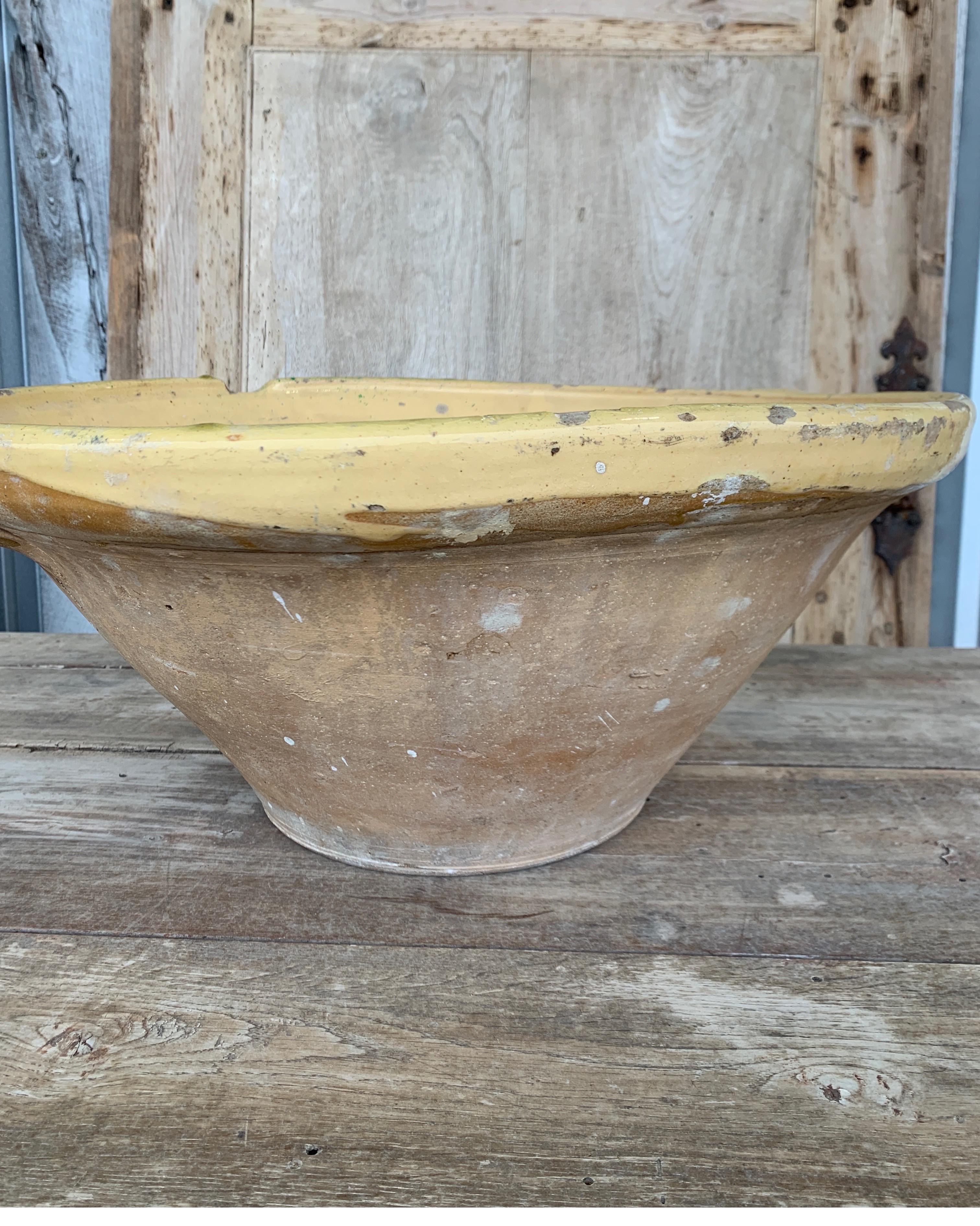 French 19th Century Lemon Yellow Glazed Terracotta Bowl 6
