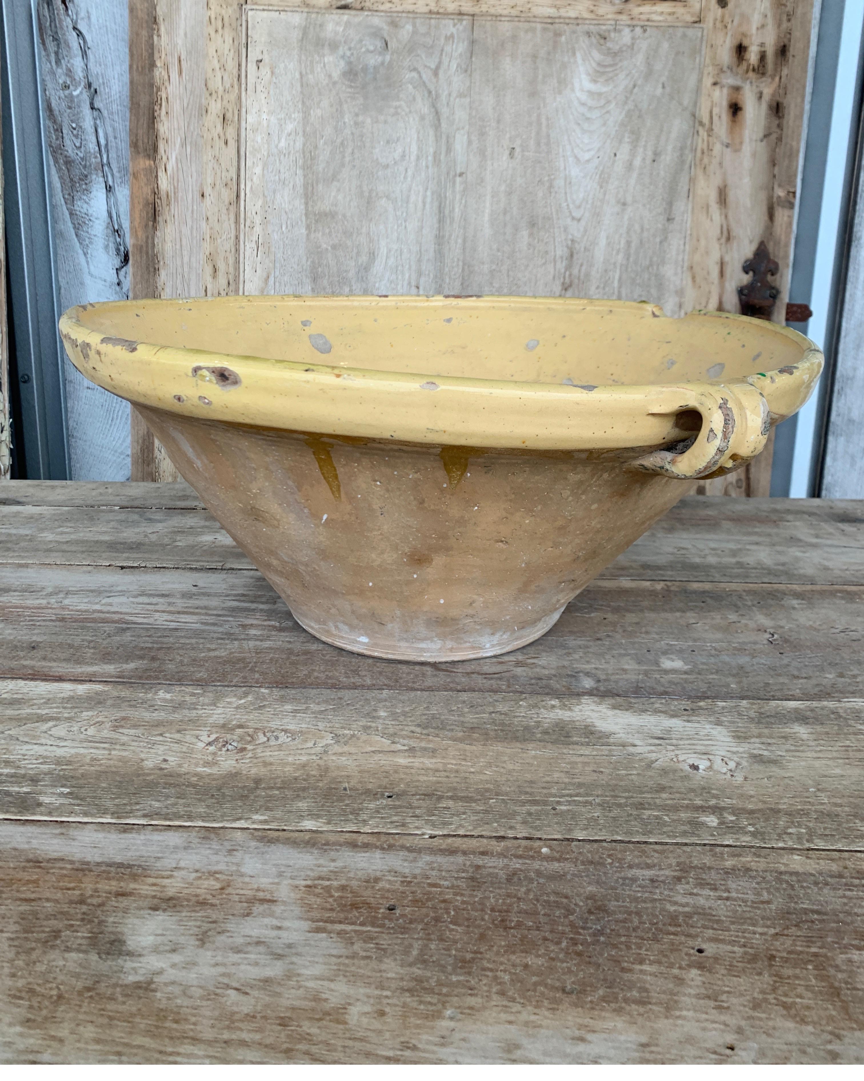 French 19th Century Lemon Yellow Glazed Terracotta Bowl 9