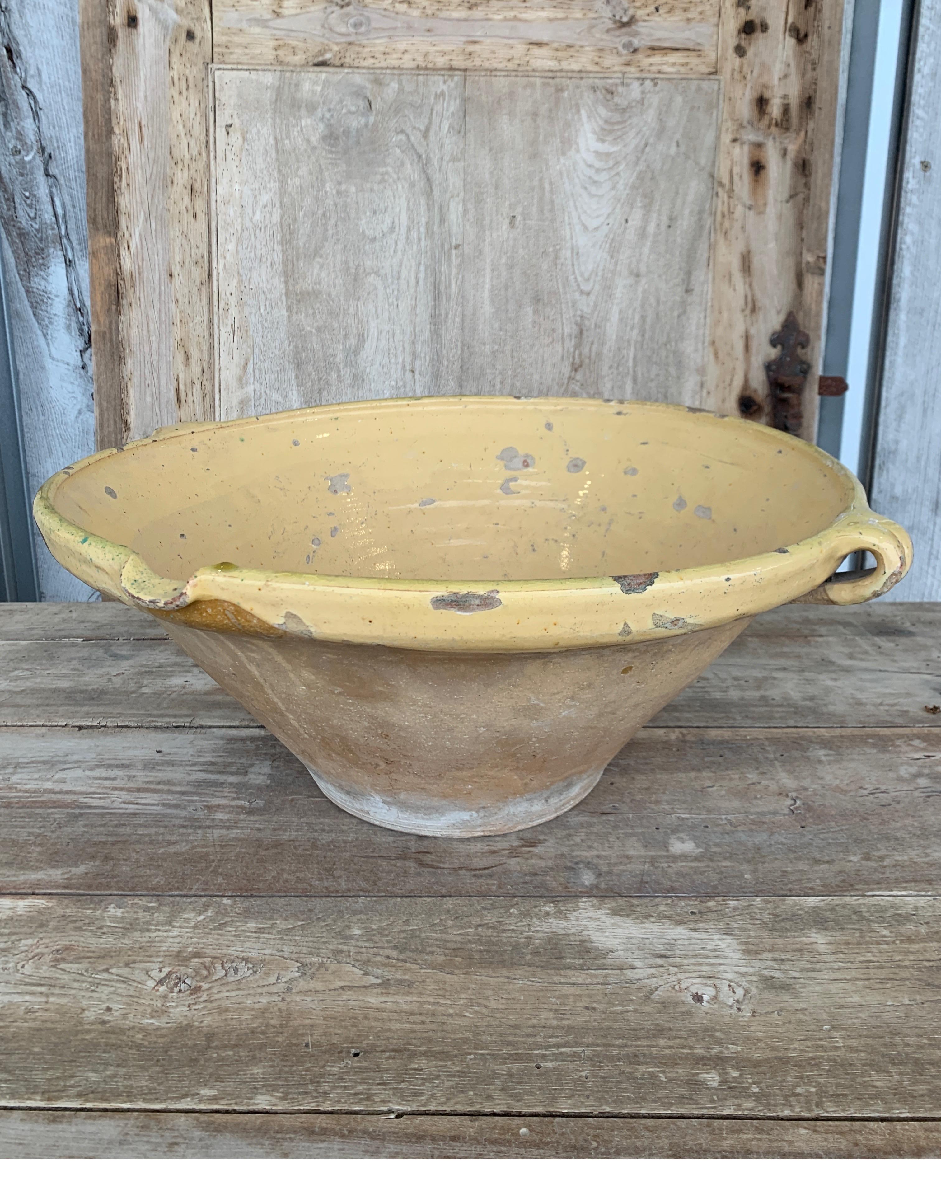 French 19th Century Lemon Yellow Glazed Terracotta Bowl 10