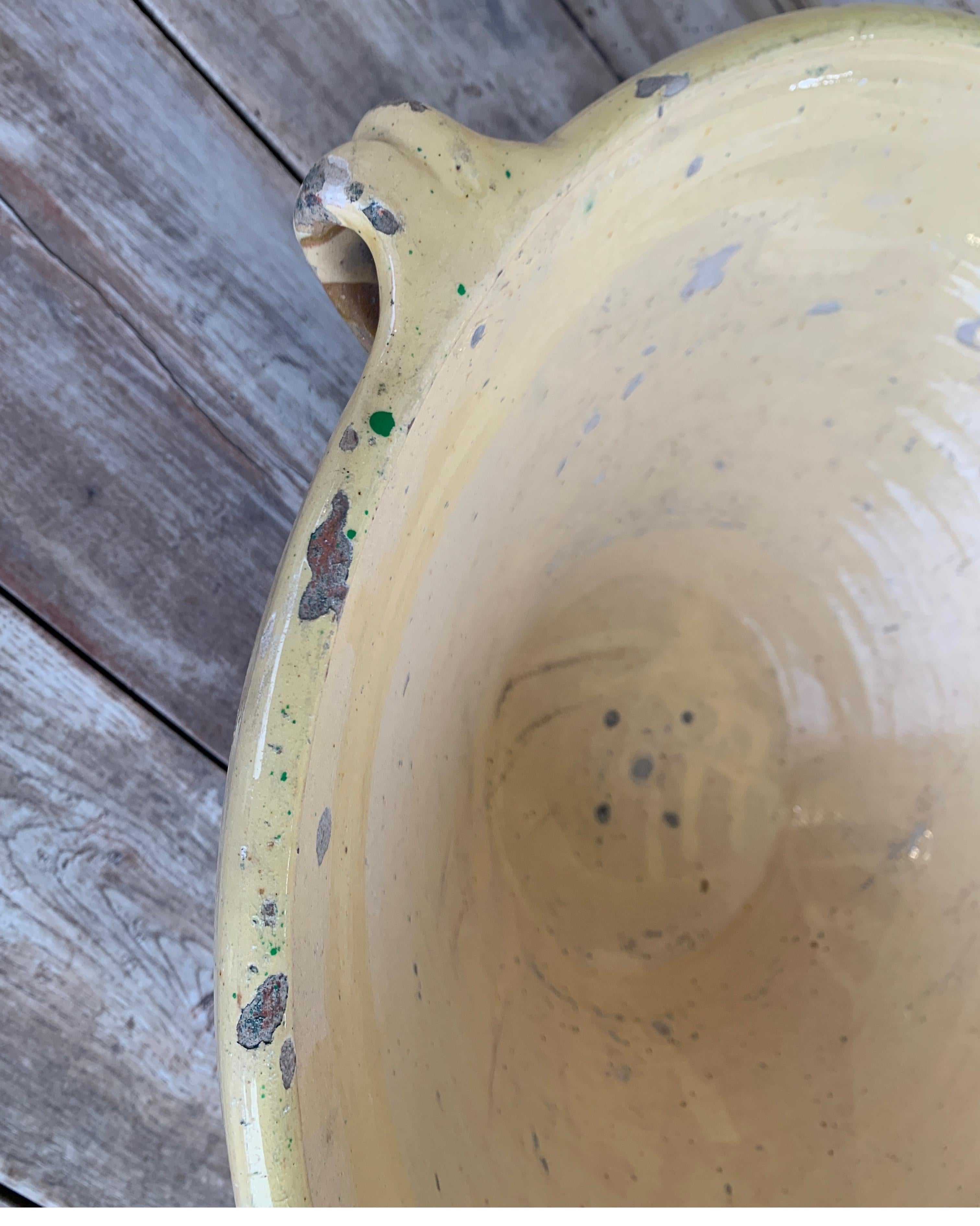 French 19th Century Lemon Yellow Glazed Terracotta Bowl 2