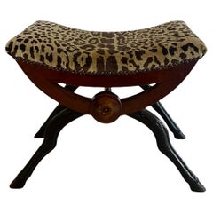Sgabello leopardato francese del XIX secolo