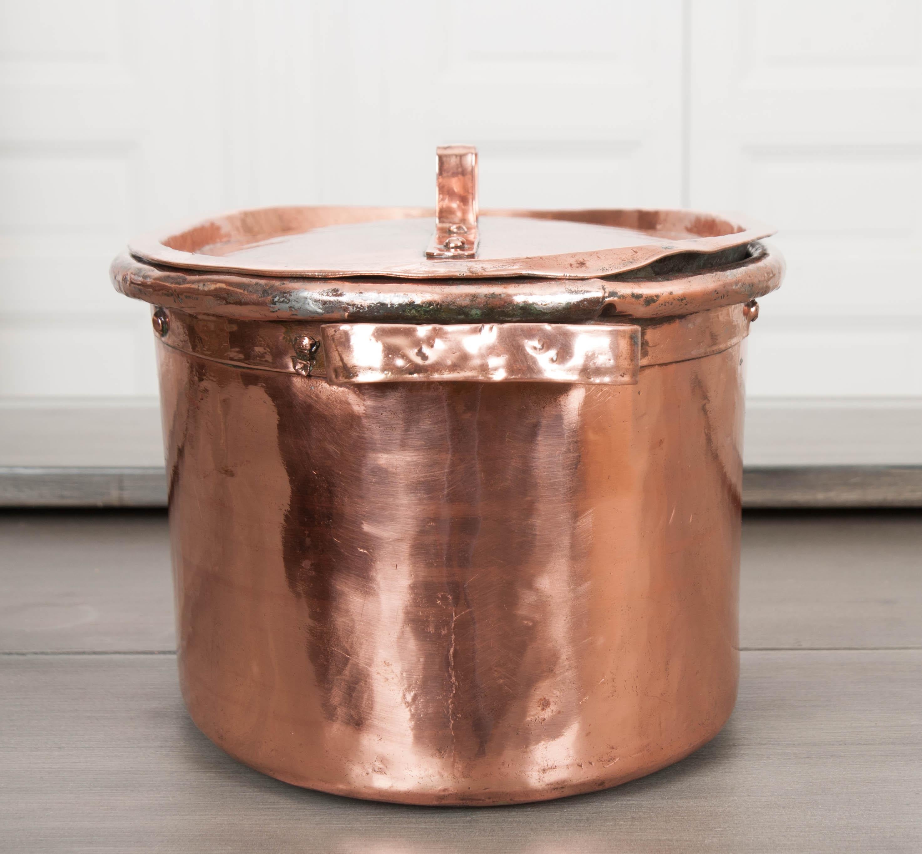 French 19th Century Lidded Copper Kettle 3