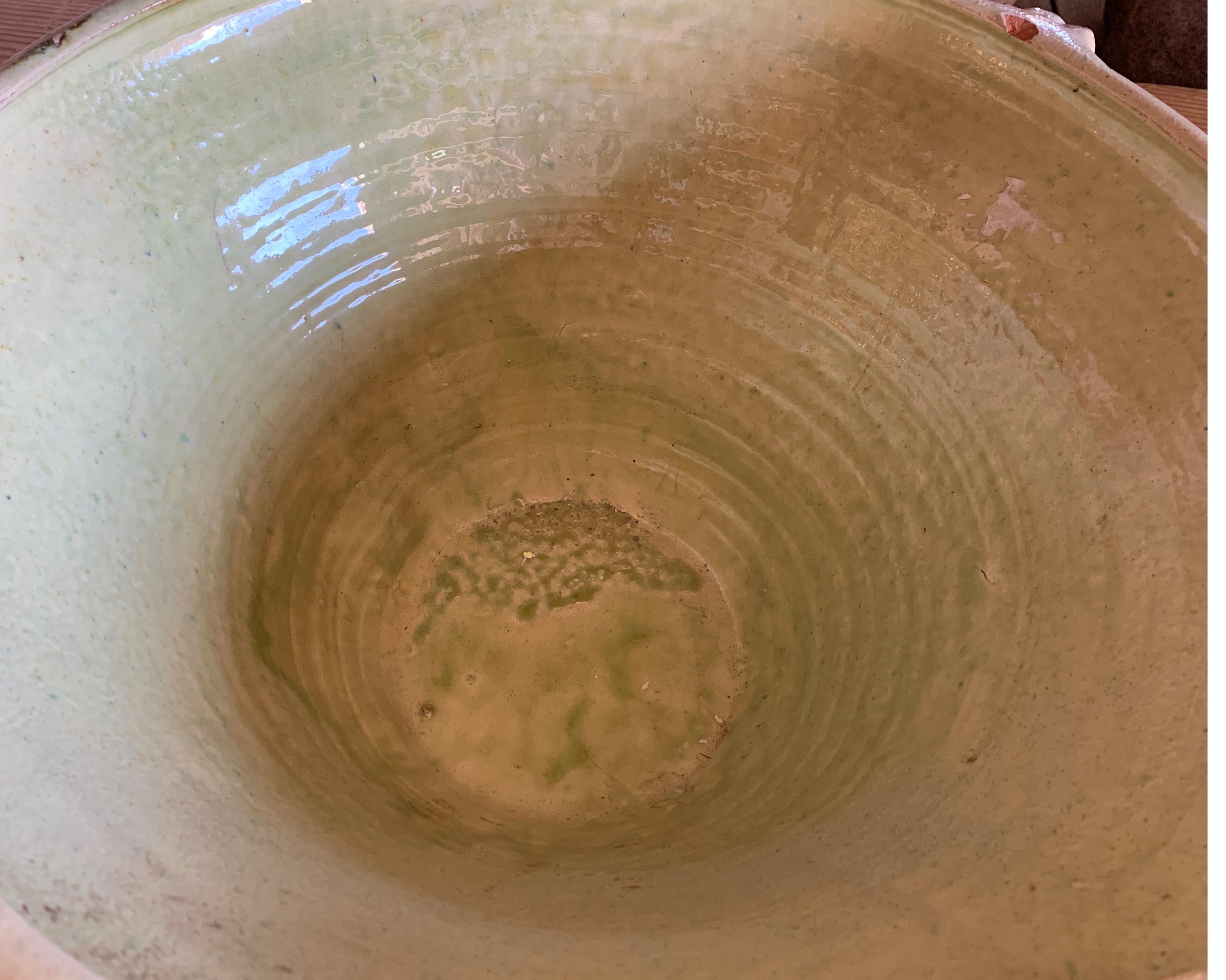 French 19th Century Lime Green Interior Glazed Earthenware Bowl In Good Condition In Houston, TX