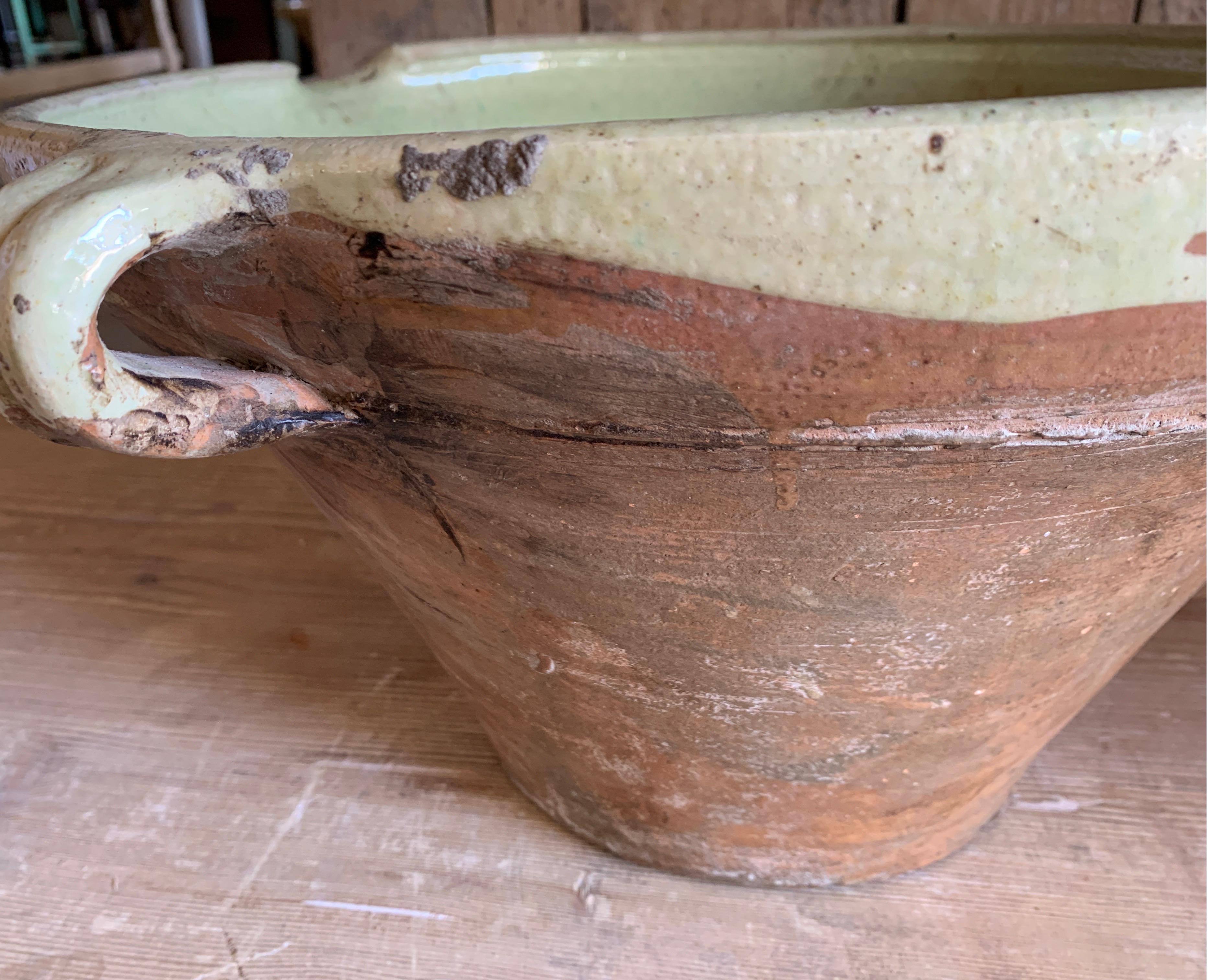 French 19th Century Lime Green Interior Glazed Earthenware Bowl 3