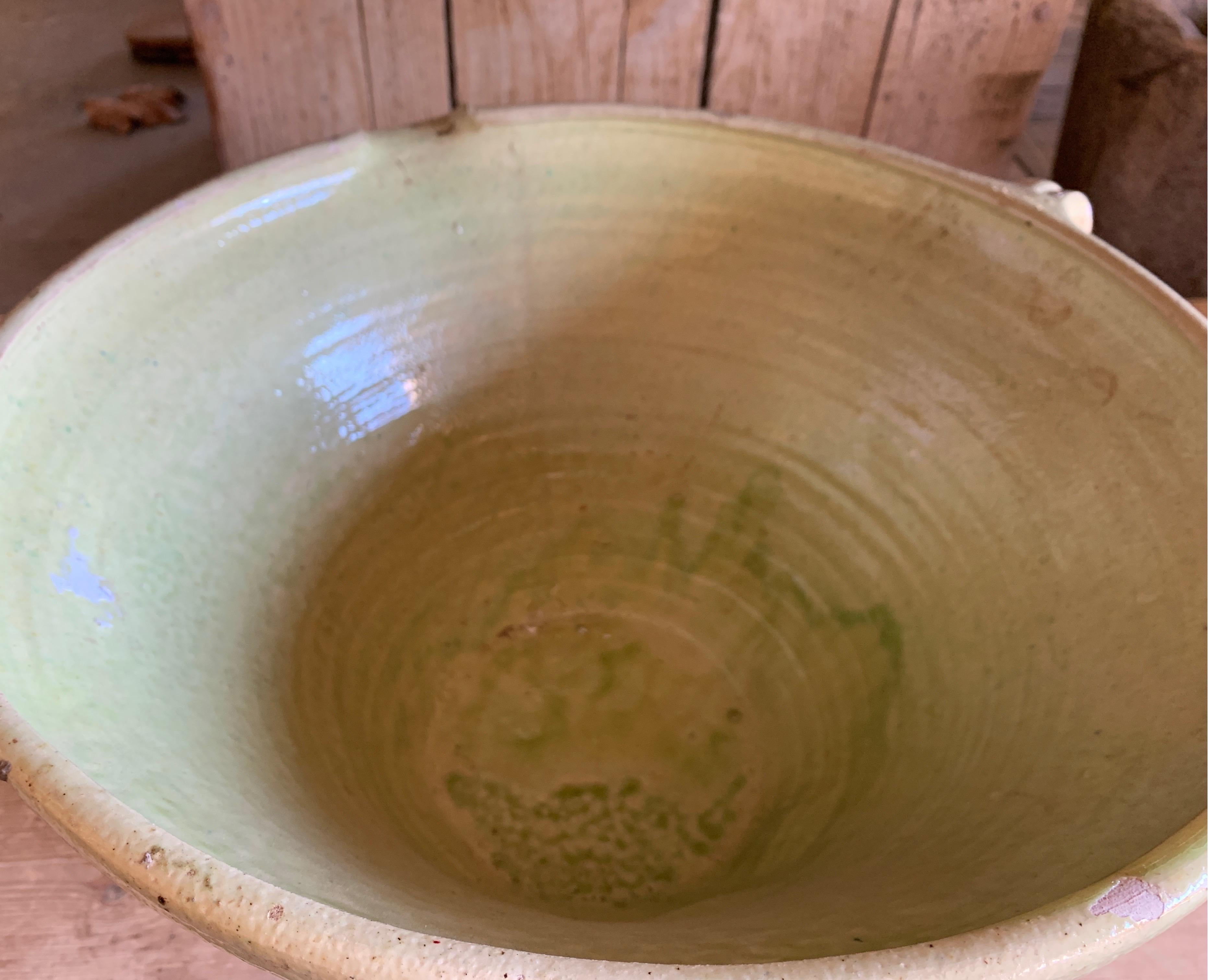 French 19th Century Lime Green Interior Glazed Earthenware Bowl 5