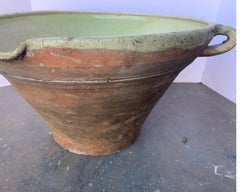 French 19th Century Lime Green Interior Glazed Terracotta Bowl