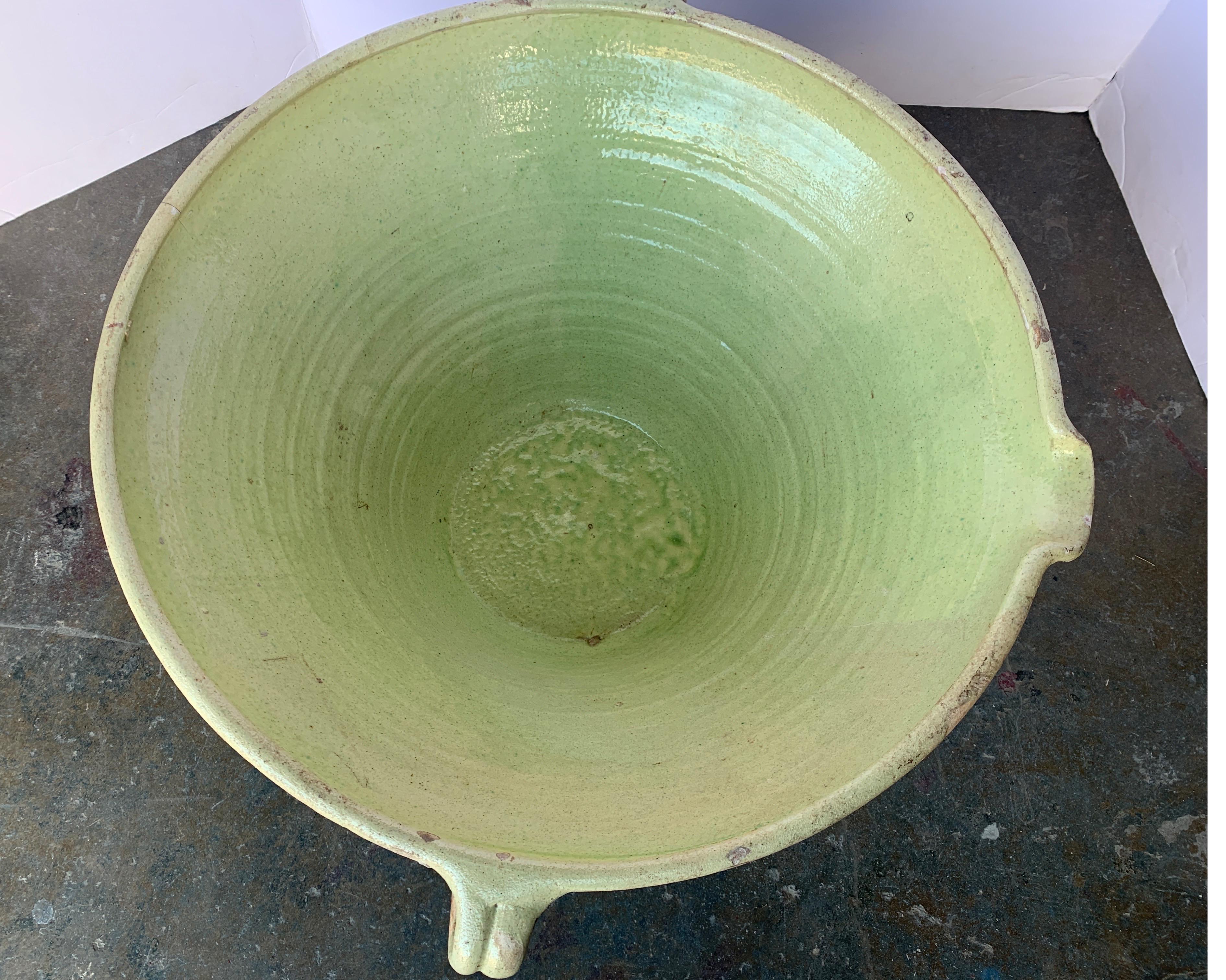 French 19th Century Lime Green Interior Glazed Terracotta Bowl 3