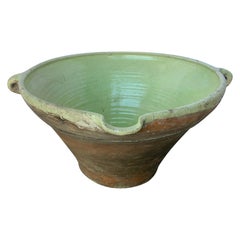 French 19th Century Lime Green Interior Glazed Terracotta Bowl