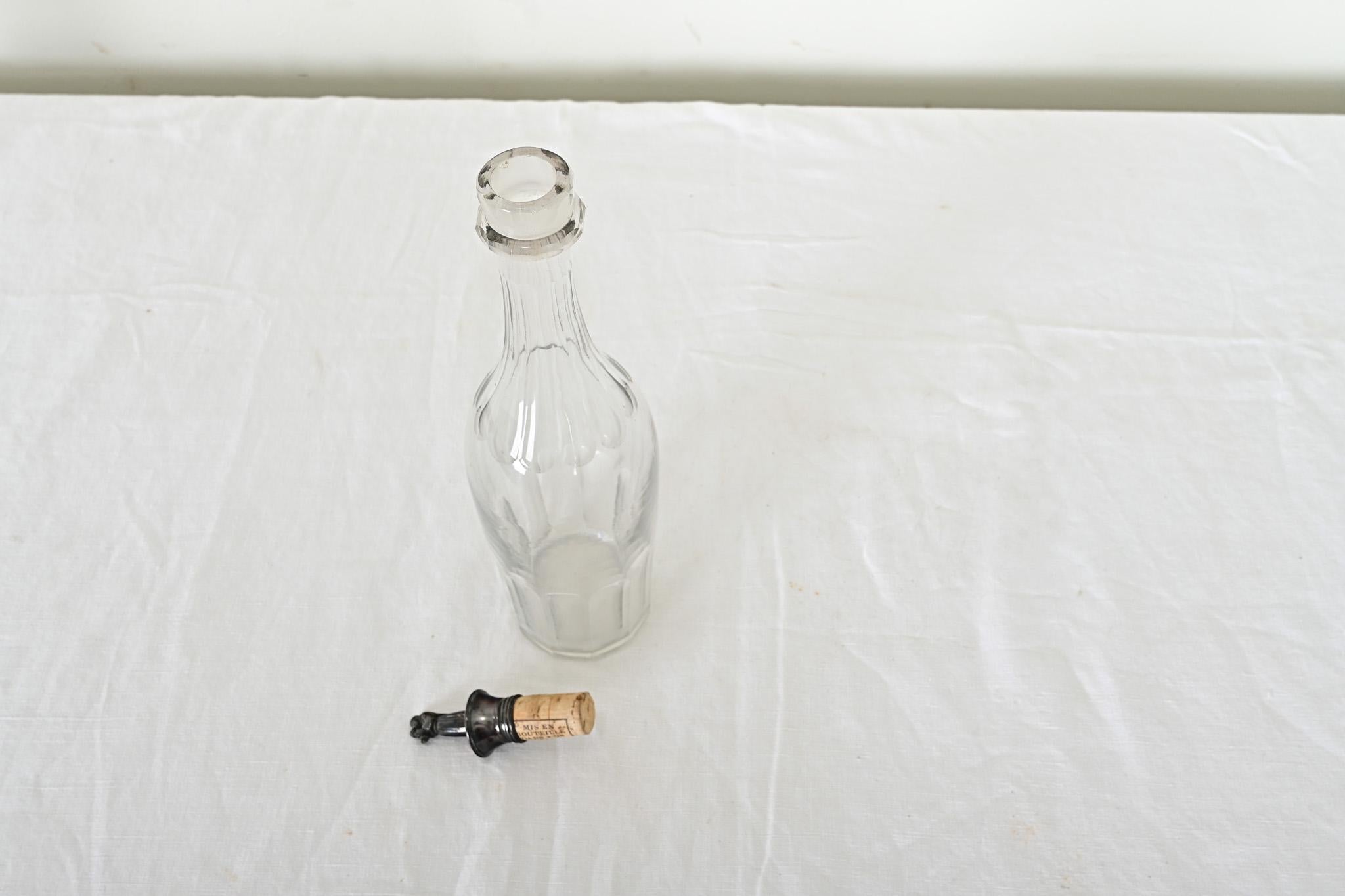 Bottiglia da liquore francese del XIX secolo con tappo d'argento a forma di monaco in vendita 1