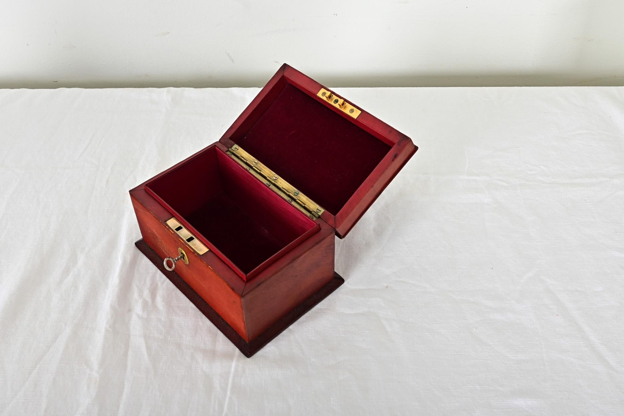 French 19th Century Locking Leather Box 1