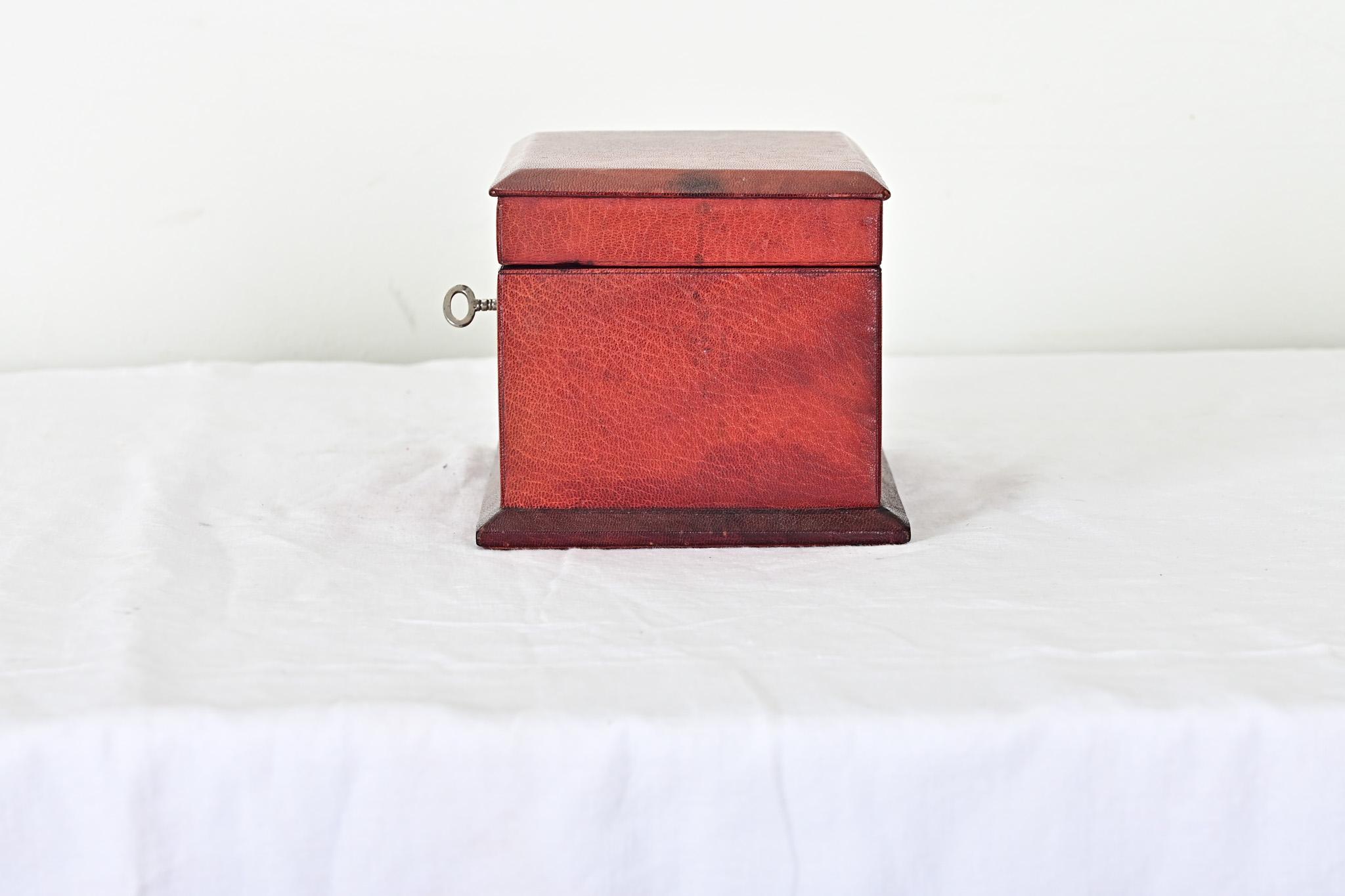 French 19th Century Locking Leather Box 2