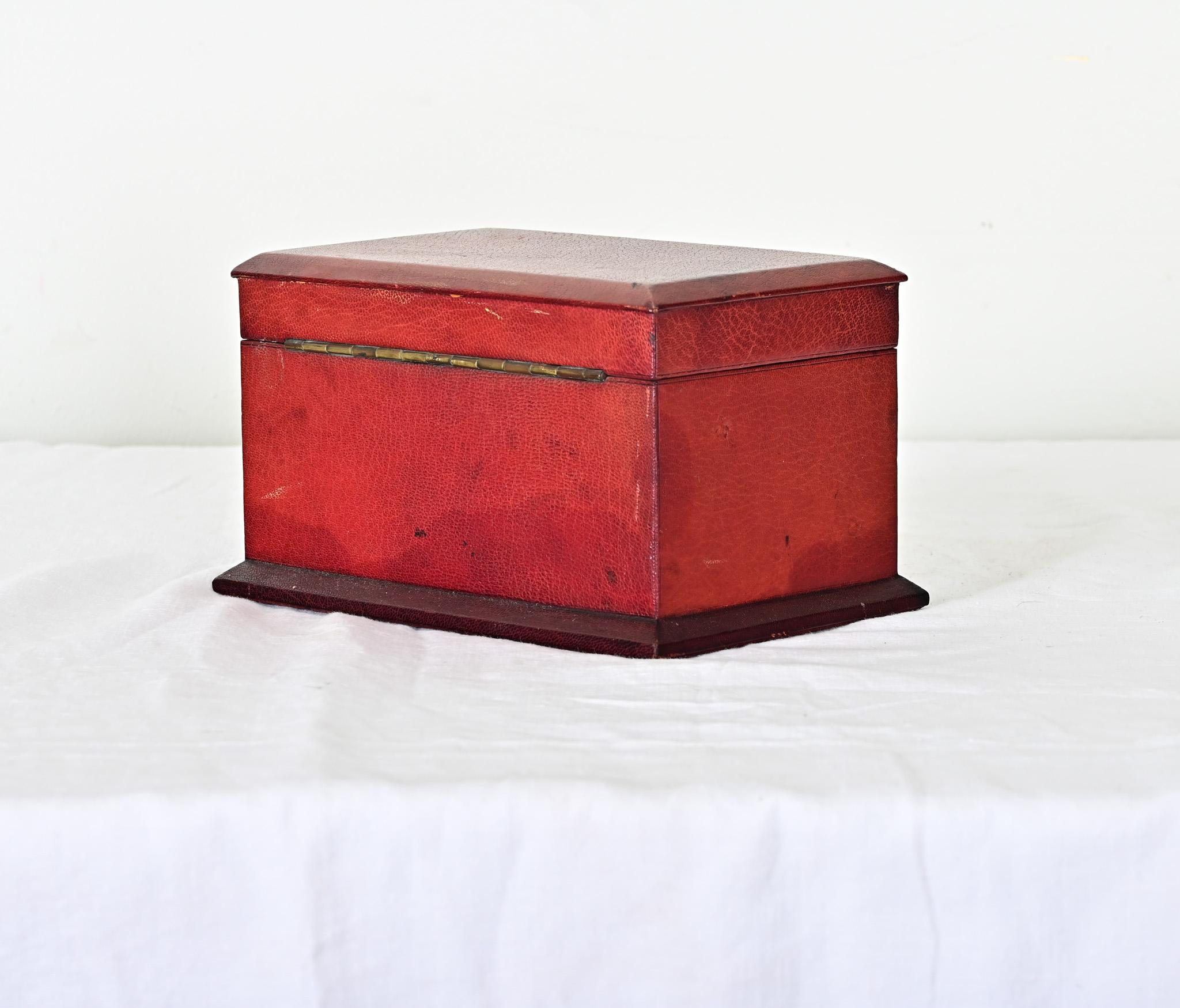 French 19th Century Locking Leather Box 3