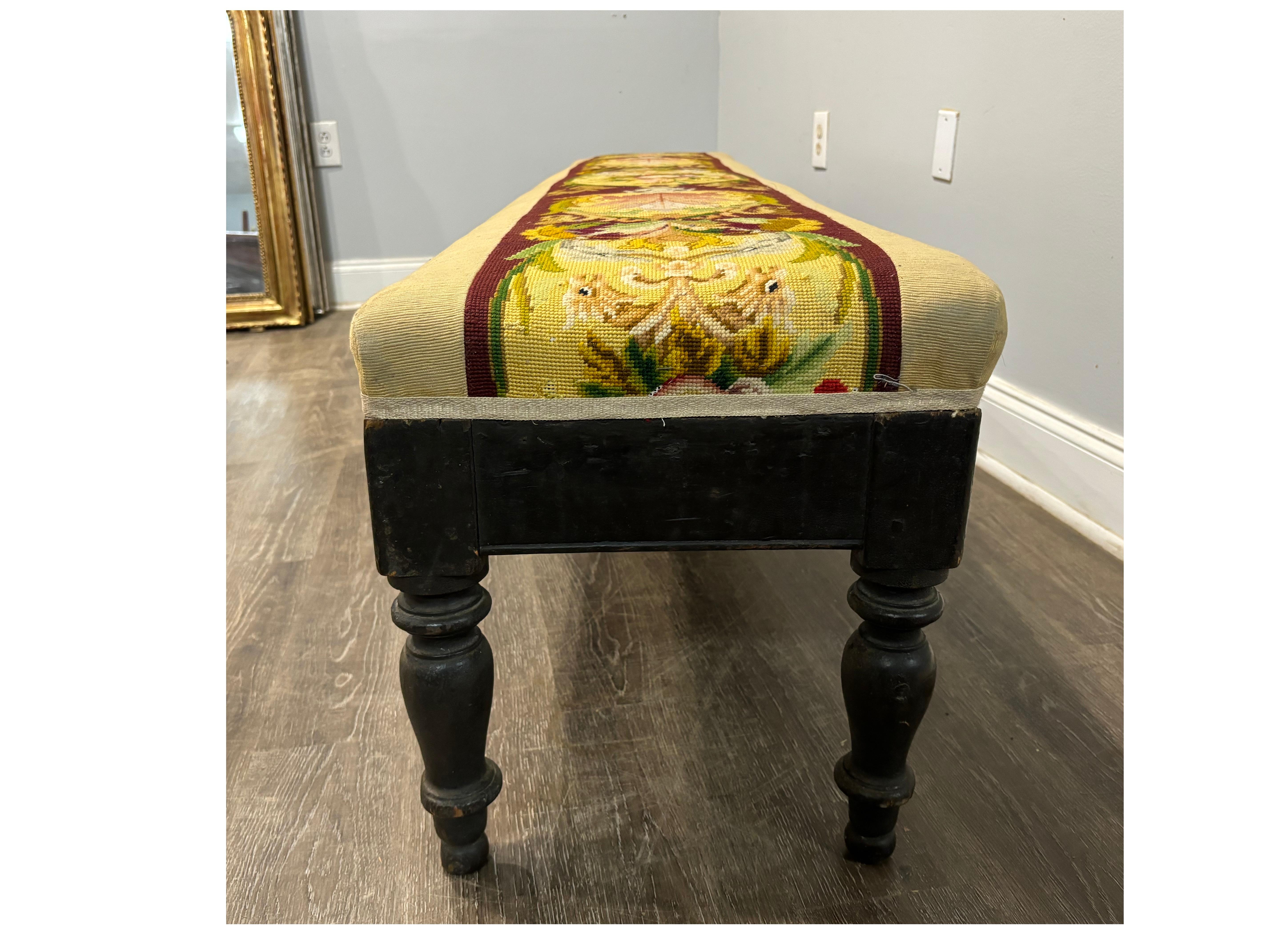 Tapestry French 19th Century Long Bench For Sale