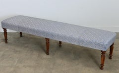 French 19th Century Long Bench in Fortuny Fabric