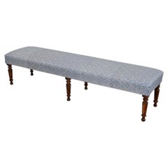 French 19th Century Long Bench in Fortuny Fabric