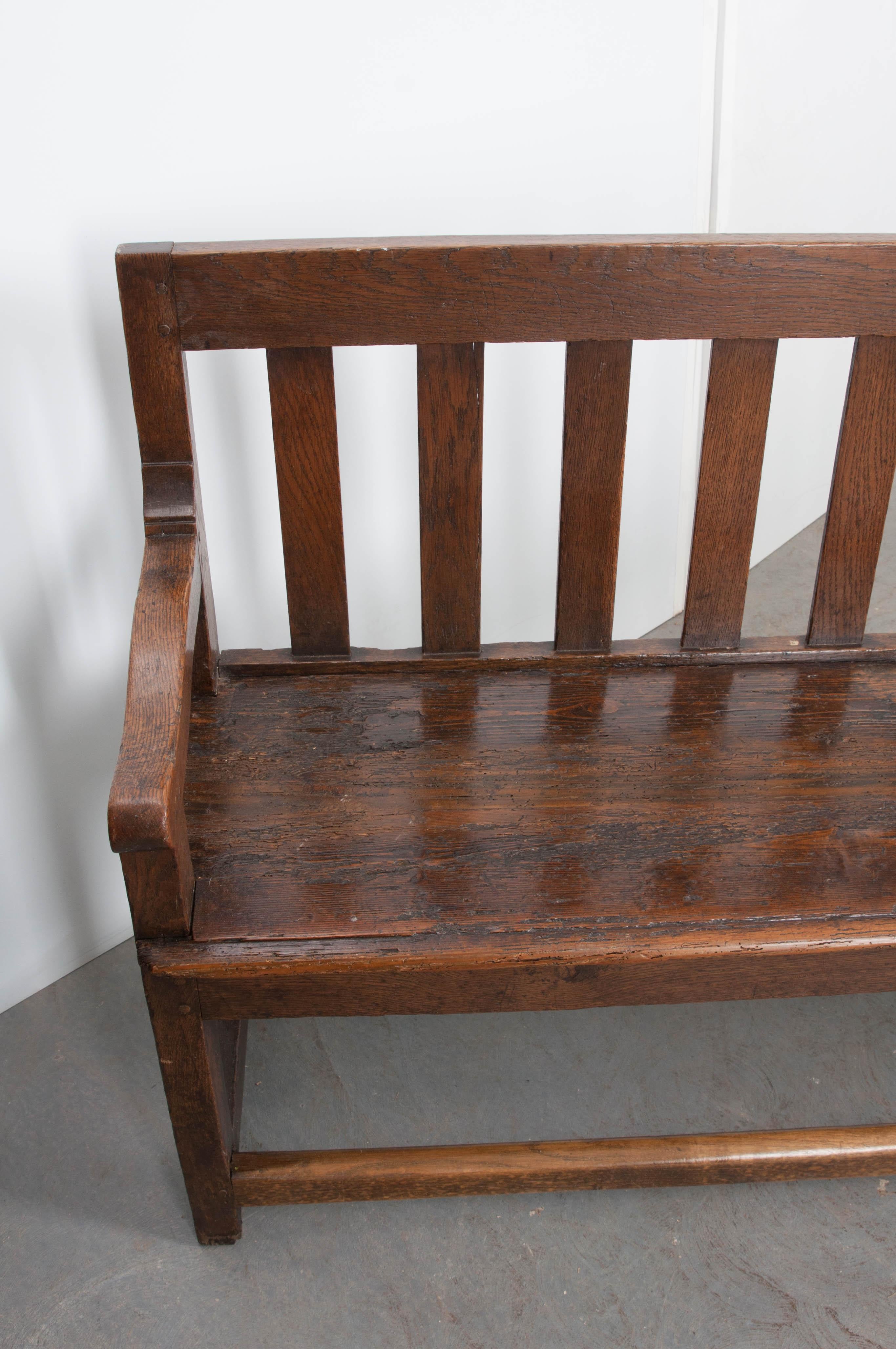 French Provincial French 19th Century Long Oak Bench