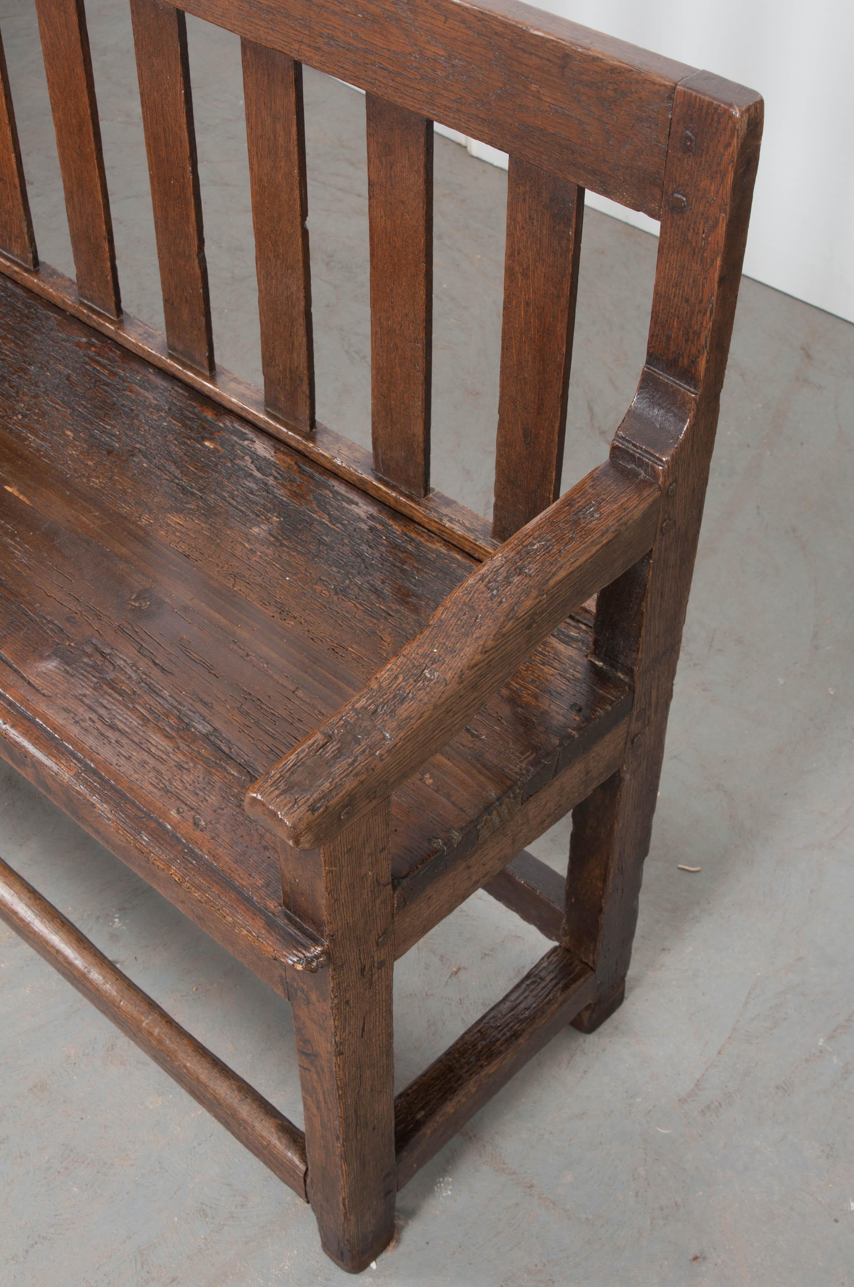 French 19th Century Long Oak Bench 4