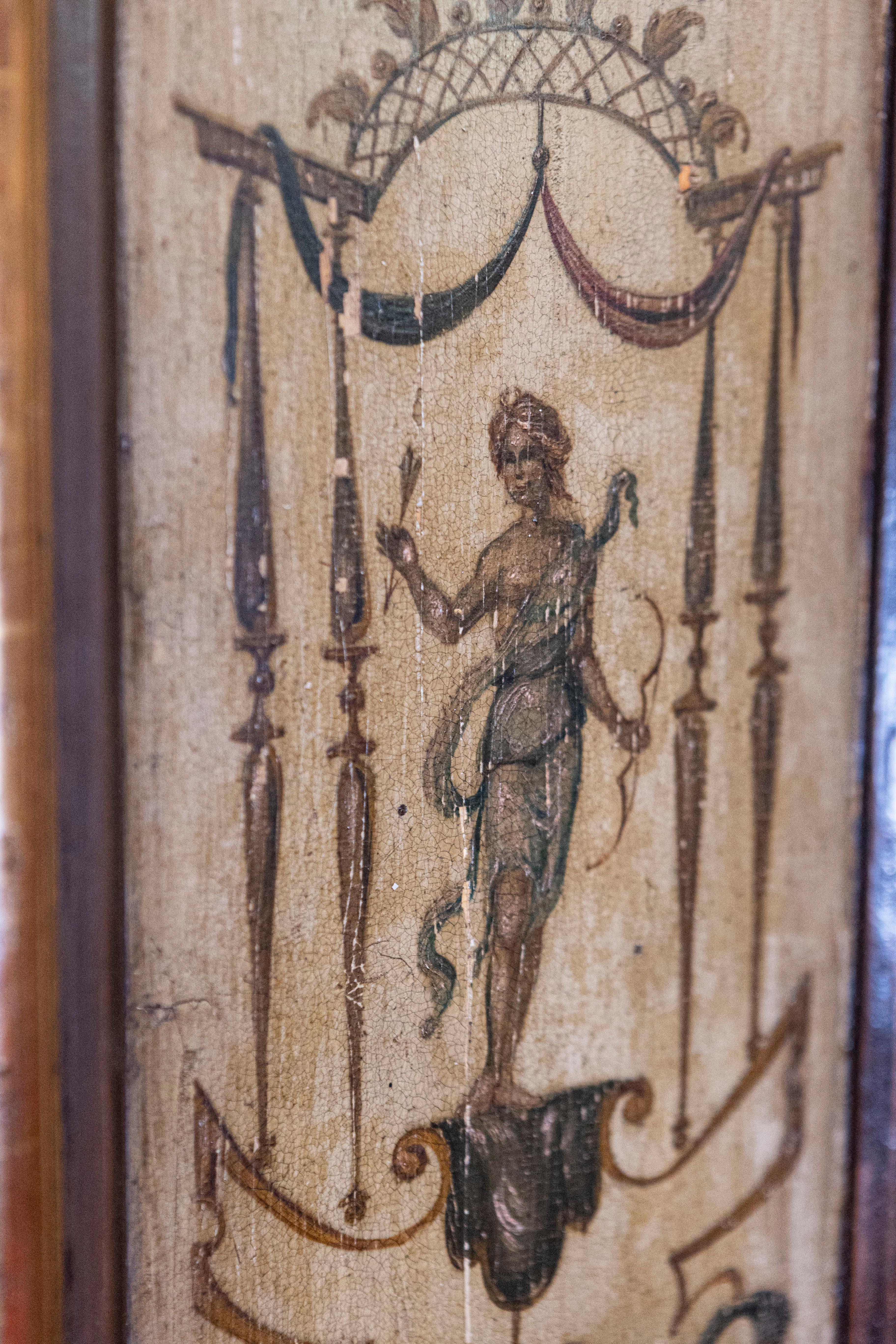 French 19th Century Longcase Painted Clock with Carved Crest and Classical Décor For Sale 5