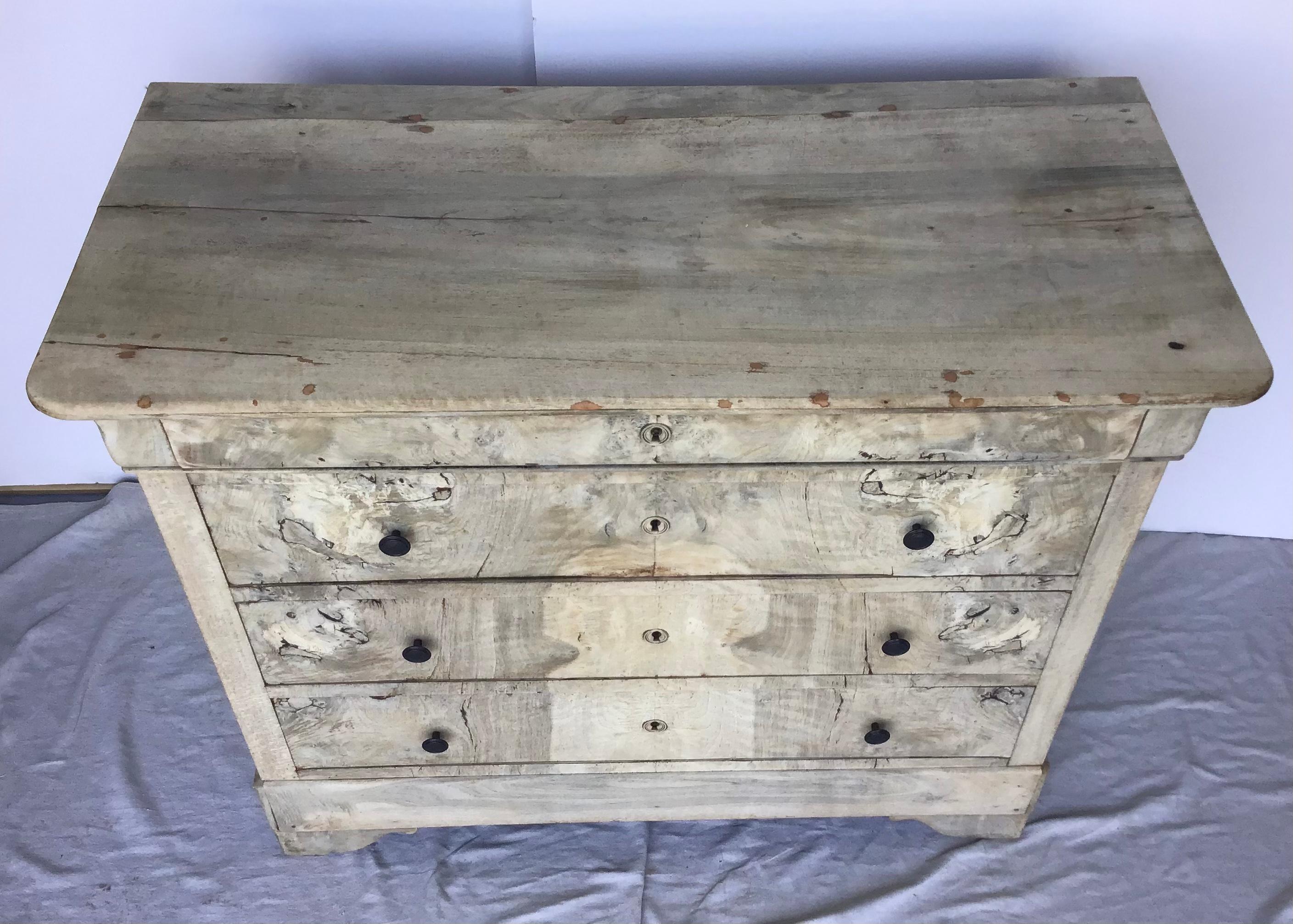 French, 19th Century, Louis Philippe Bleached Burl Veneer Commode In Good Condition In Bradenton, FL