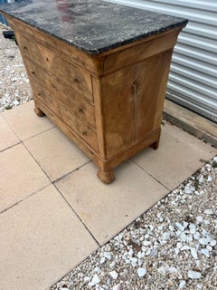 French 19th Century Louis Philippe Bleached Burl Walnut Marble Top Commode