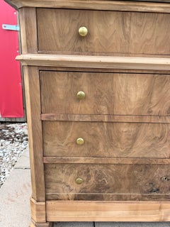 French 19th Century Louis Philippe Bleached Burl Walnut Marble Top Commode
