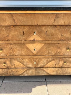 French 19th Century Louis Philippe Bleached Solid Walnut Marble Top Commode