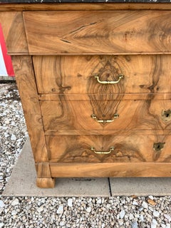 French 19th Century Louis Philippe Bleached Solid Walnut Marble Top Commode