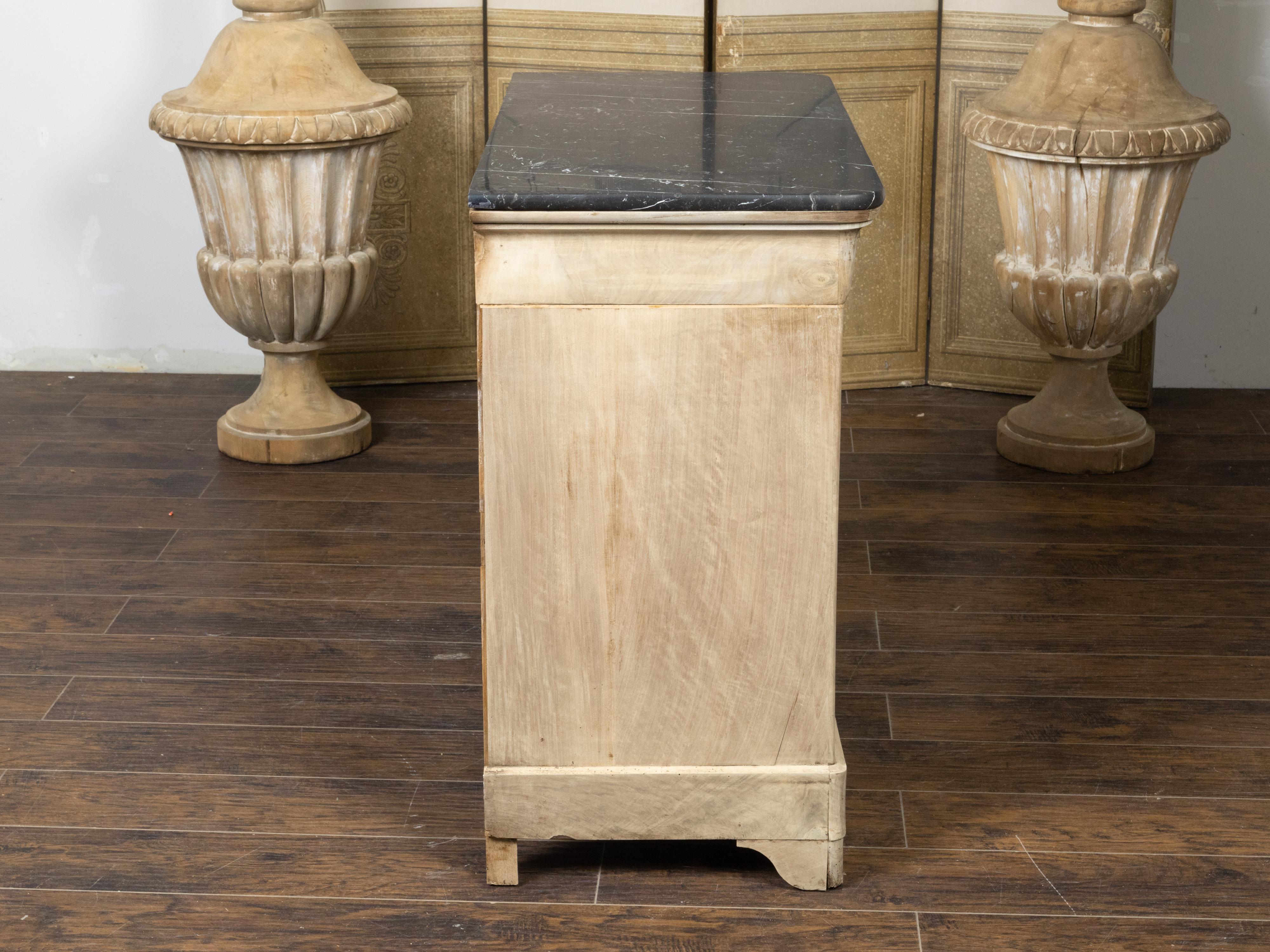 French 19th Century Louis-Philippe Bleached Walnut Commode with Black Marble Top 2