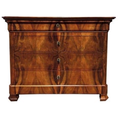 French 19th Century Louis Philippe Burl Walnut Chest / Commode